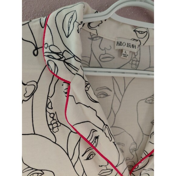 Kilo Brava Women's Face Cream Pink Piping Trim 2Pc Short Set Size Large - Picture 4 of 16